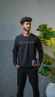 Men's Relaxed Fit Los Angeles Full Sleeve T-Shirt - Black